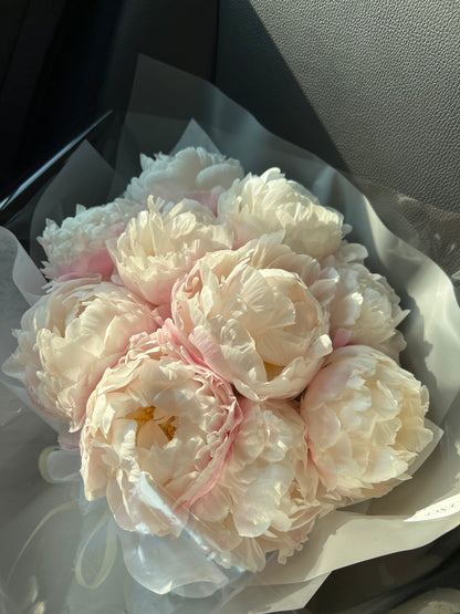Luxury peony bouquet with fresh pink and white peonies by Studio Inflorescence Singapore